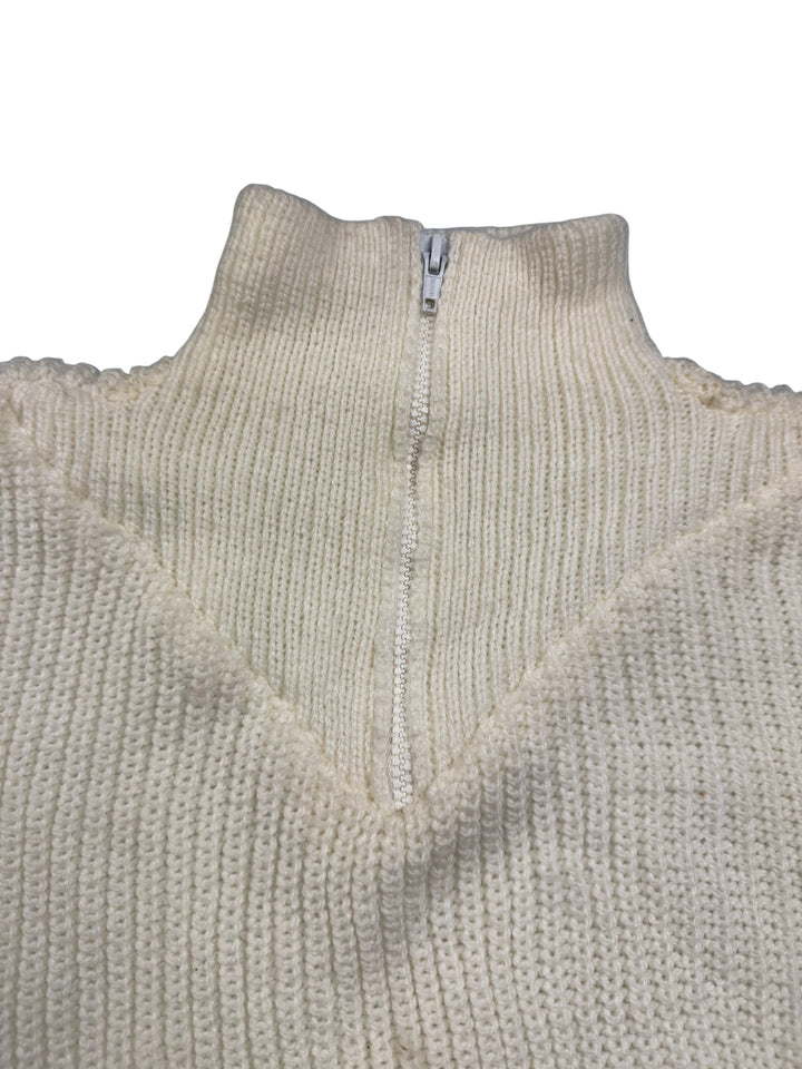 Vintage Zip Turtle Neck Sweater - S - Think Vintage