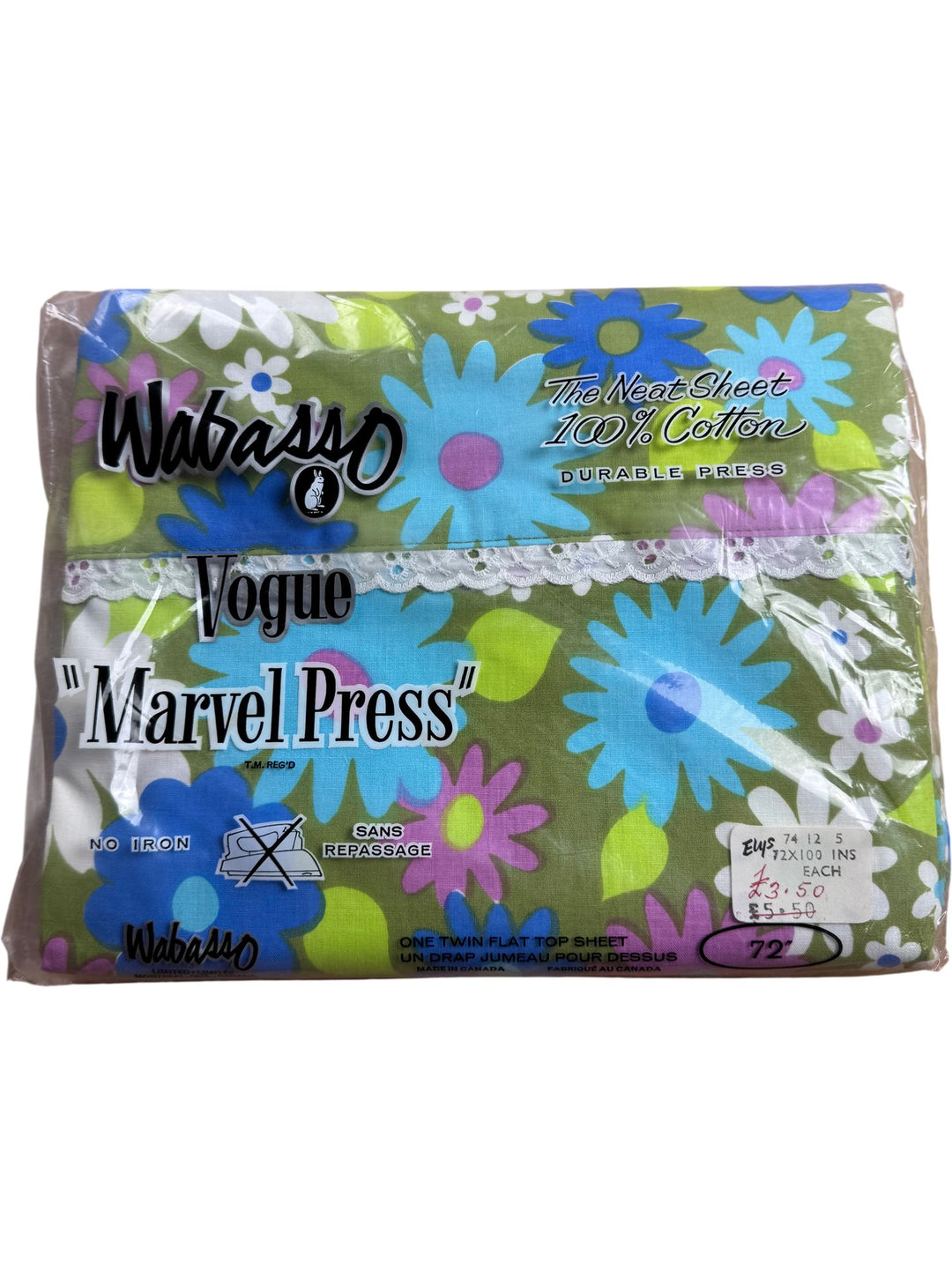 Wabasso Vogue Marvel Press Floral Twin Flat Sheet - Think Vintage ltd