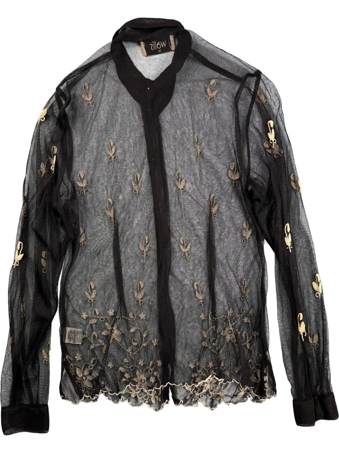 Wallis Black Sheer Blouse - S/M - Think Vintage ltd
