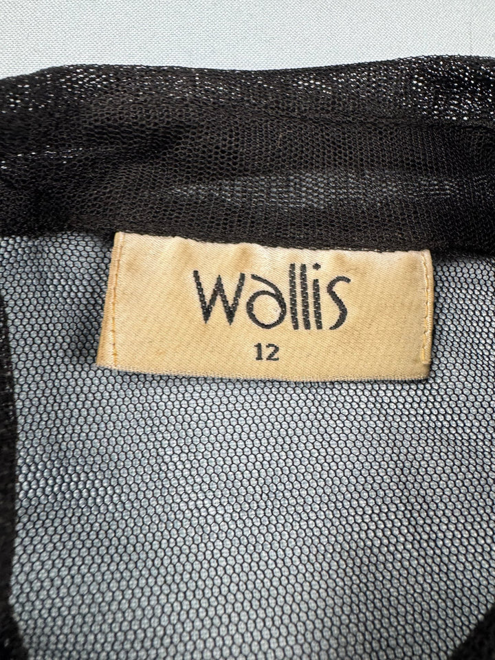 Wallis Black Sheer Blouse - S/M - Think Vintage ltd