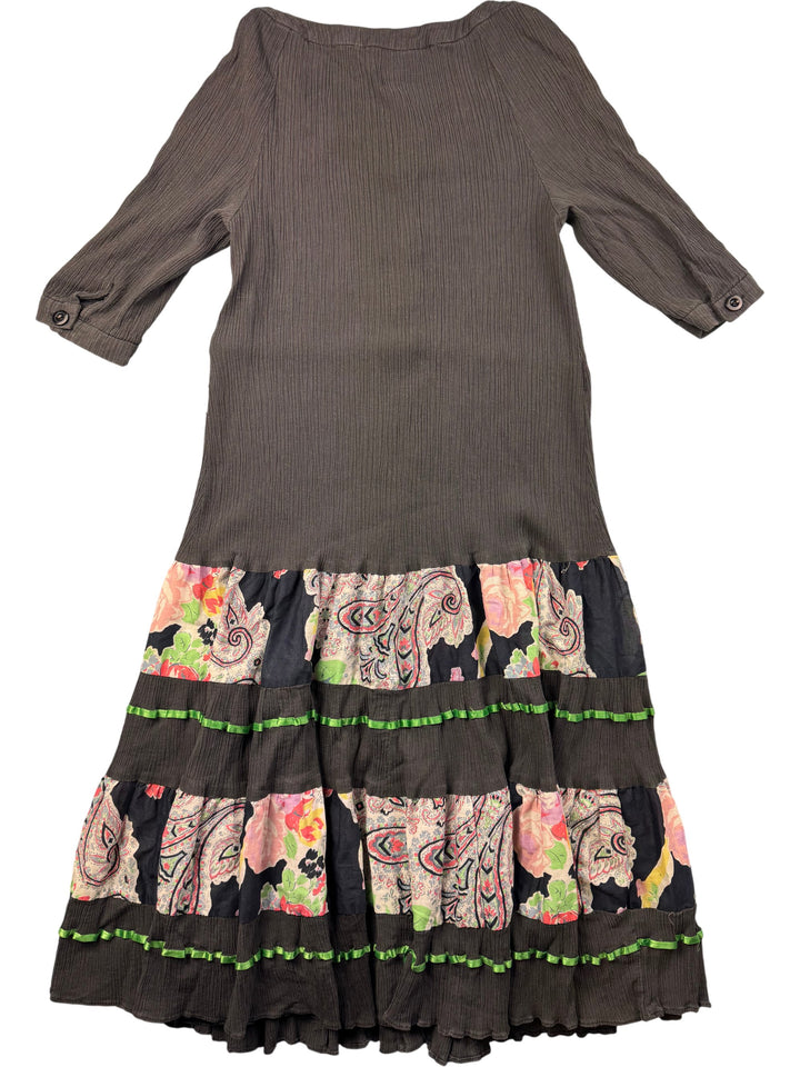 Wallis Button-Up Dress with Floral Skirt - S - Think Vintage Online Ltd