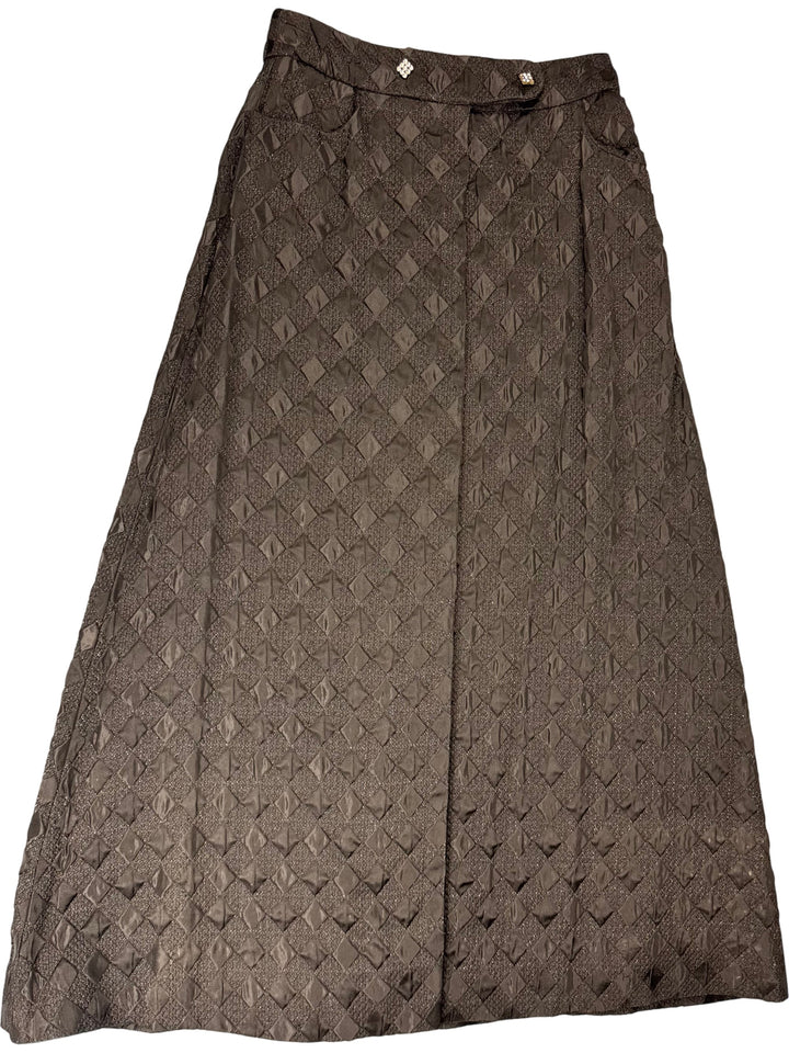 Wallis Diamond Pattern Black Midi Skirt - S - Think Vintage