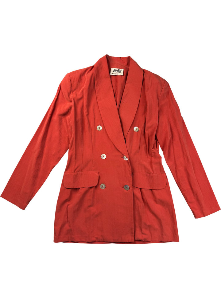 Wallis Double Breasted Red Blazer - M - Think Vintage ltd