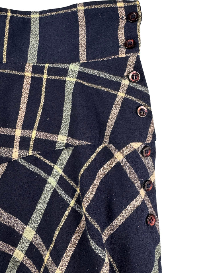 Wallis Plaid Pleated Skirt - W30 - Think Vintage ltd