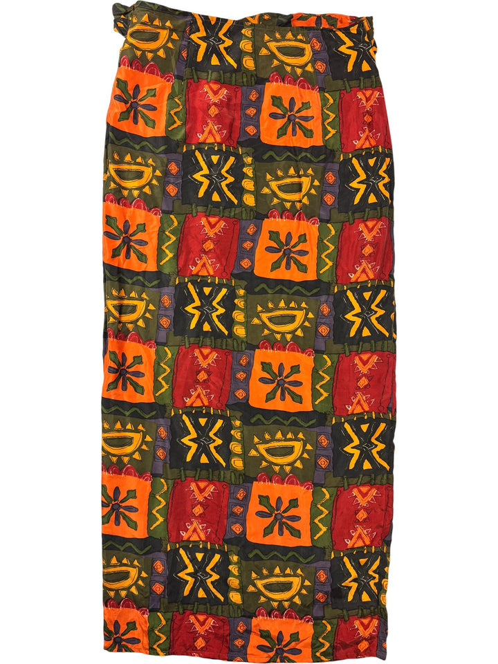 Wallis Silk Multicolour Long Skirt - W28 - Think Vintage ltd