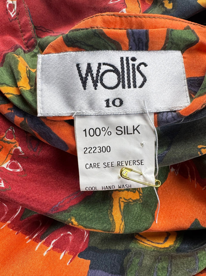 Wallis Silk Multicolour Long Skirt - W28 - Think Vintage ltd