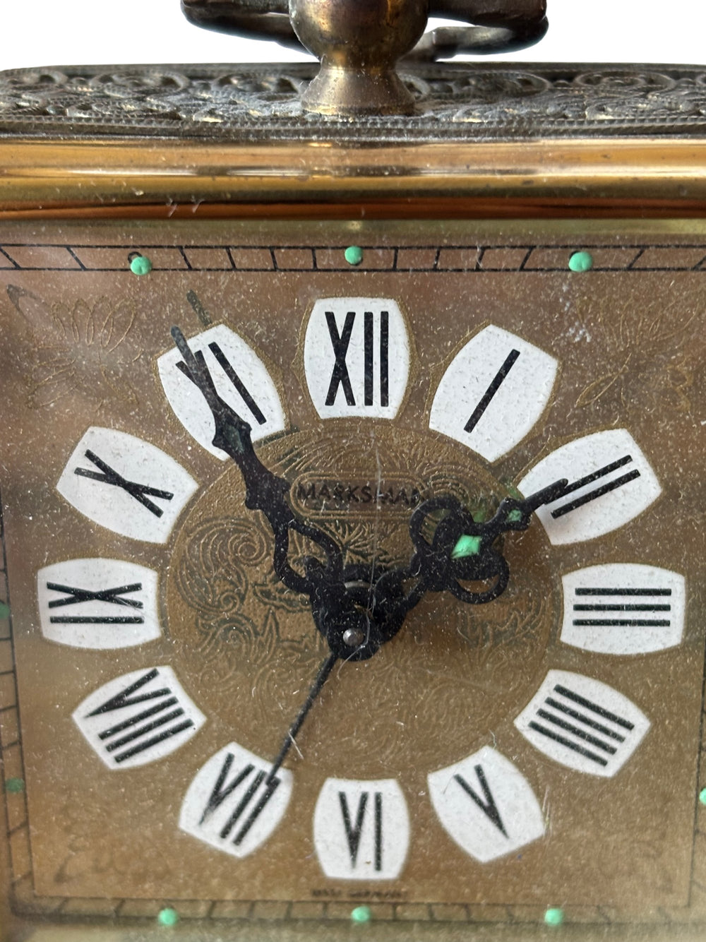 West Germany Square Brass Alarm Clock - Think Vintage