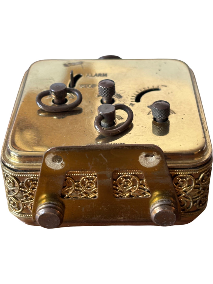 West Germany Square Brass Alarm Clock - Think Vintage