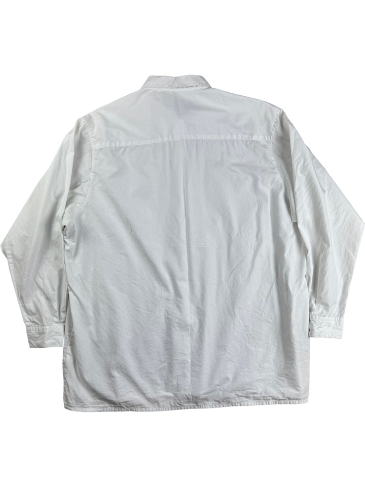 White Floral Embroidered Button-Up Shirt- XL
