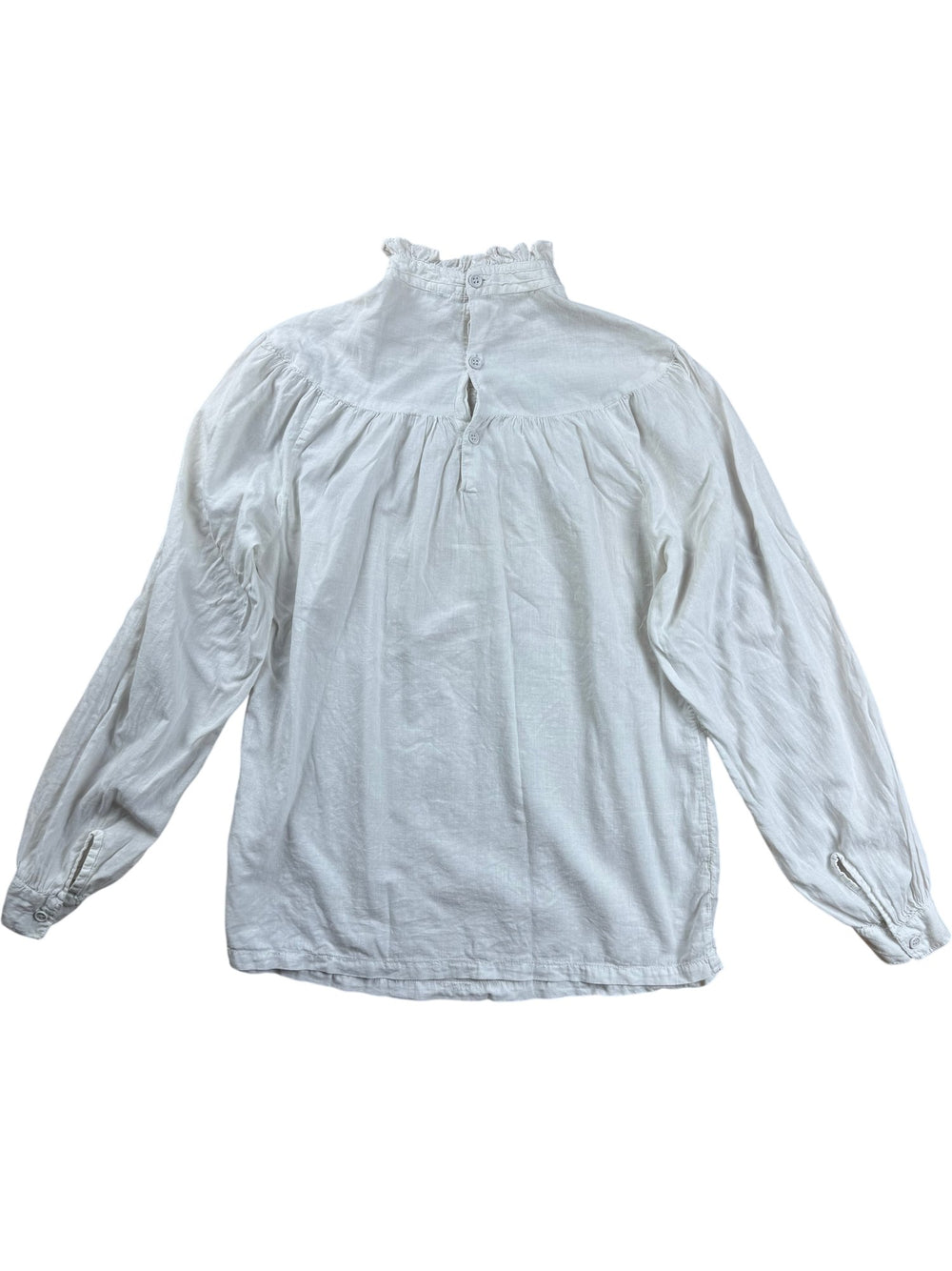 White High Neck Long Sleeved Blouse - S - Think Vintage ltd