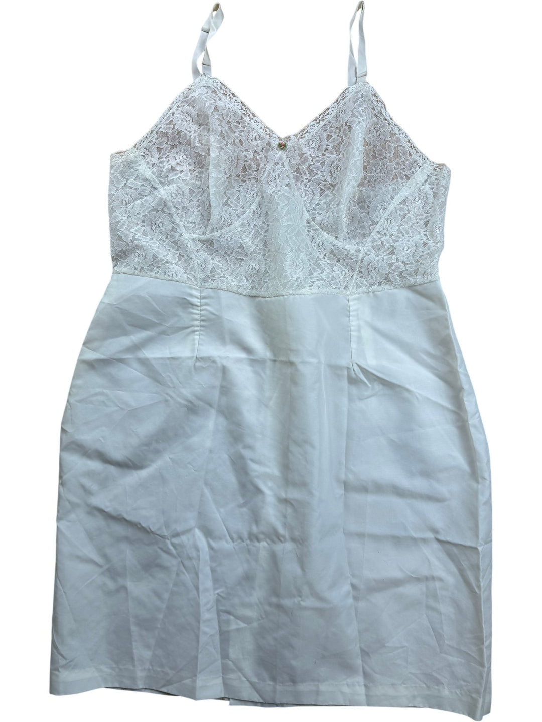 White Lace Spaghetti Strap Dress - M/L - Think Vintage ltd