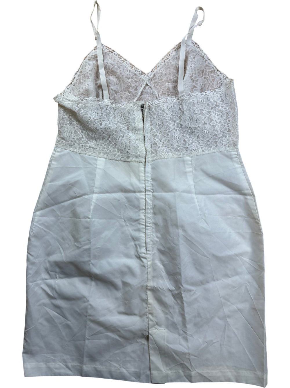 White Lace Spaghetti Strap Dress - M/L - Think Vintage ltd