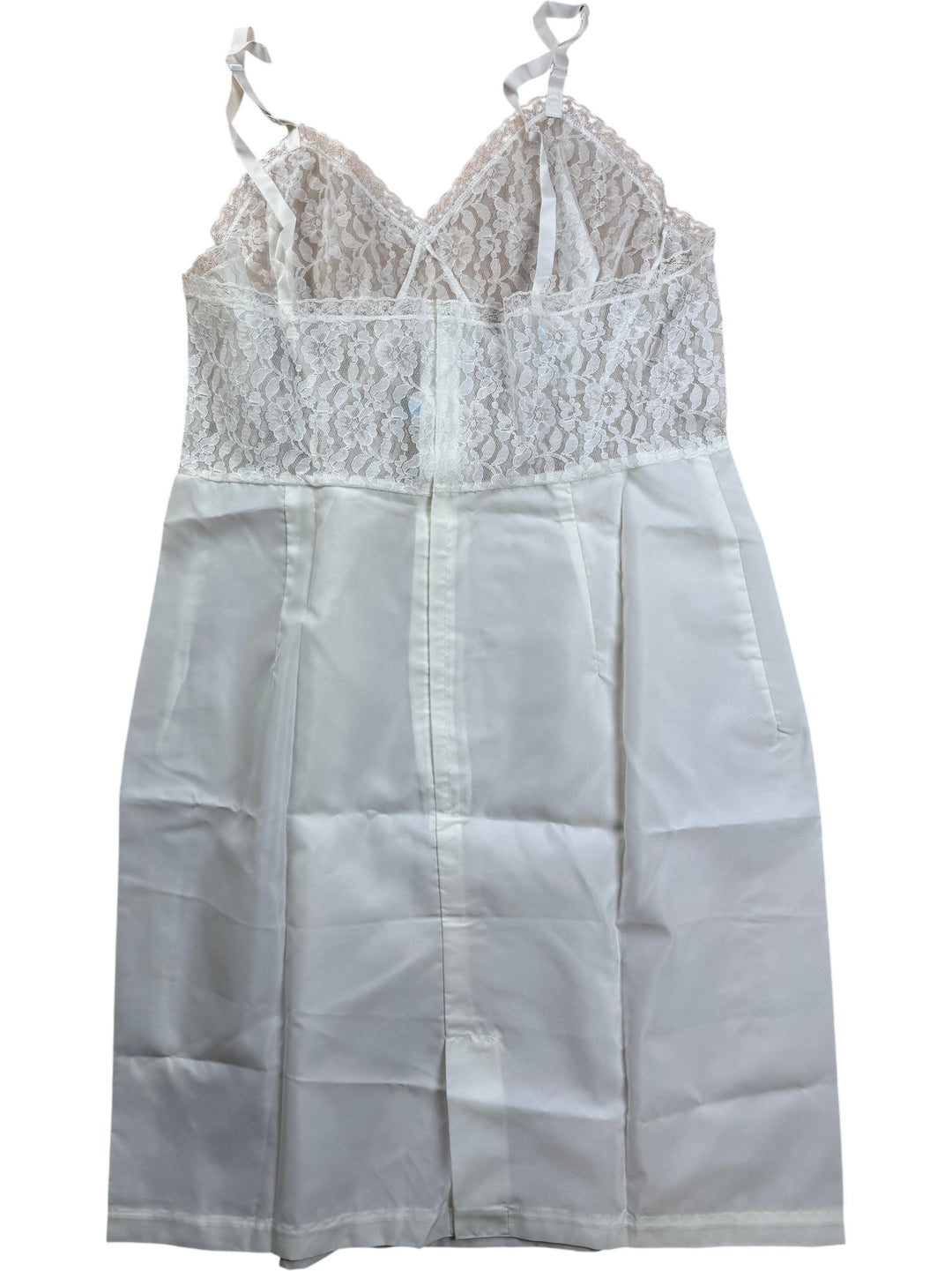 White Lace and Satin Nightgown - M/L - Think Vintage ltd