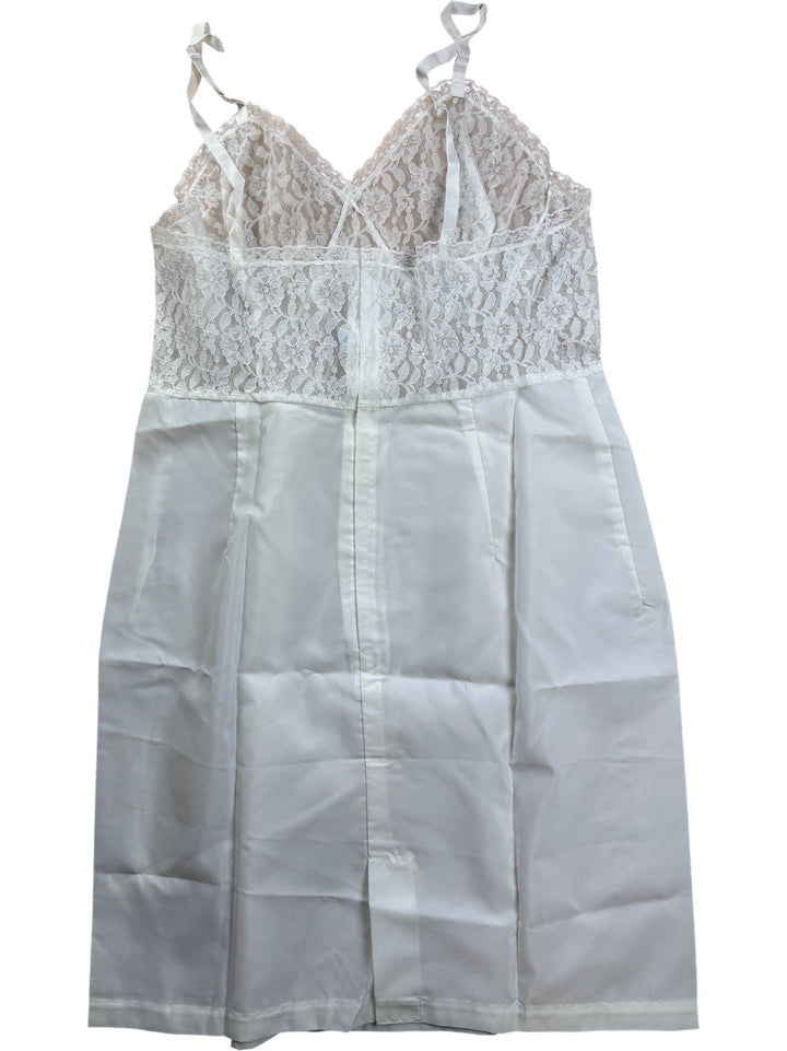 White Lace and Satin Nightgown - M/L - Think Vintage ltd