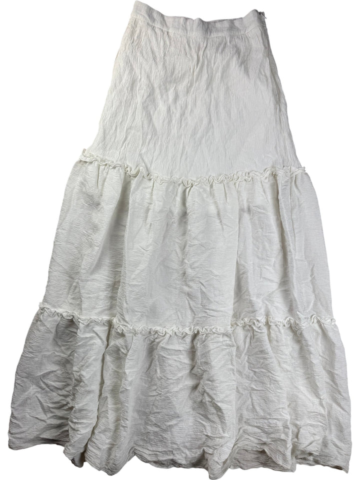 White Ruched Layered Long Skirt - W29 - Think Vintage ltd