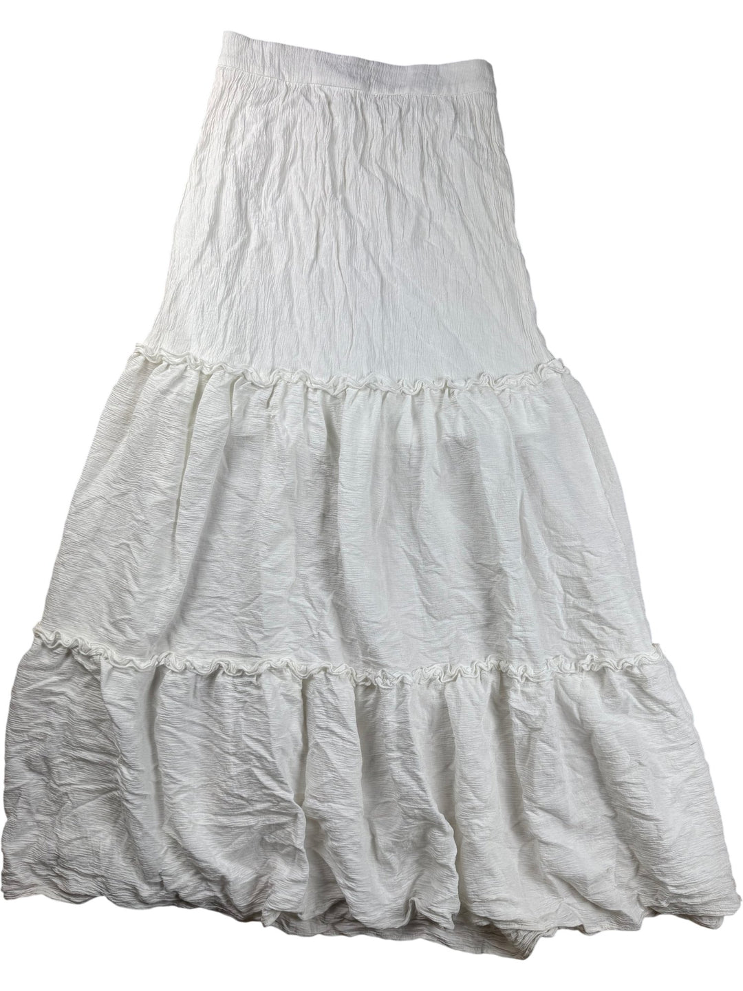 White Ruched Layered Long Skirt - W29 - Think Vintage ltd