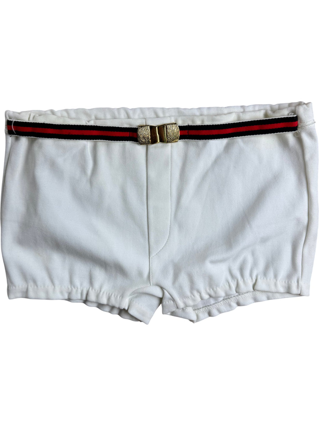 White Shorts With Red And Black Stripe - W30 - Think Vintage ltd