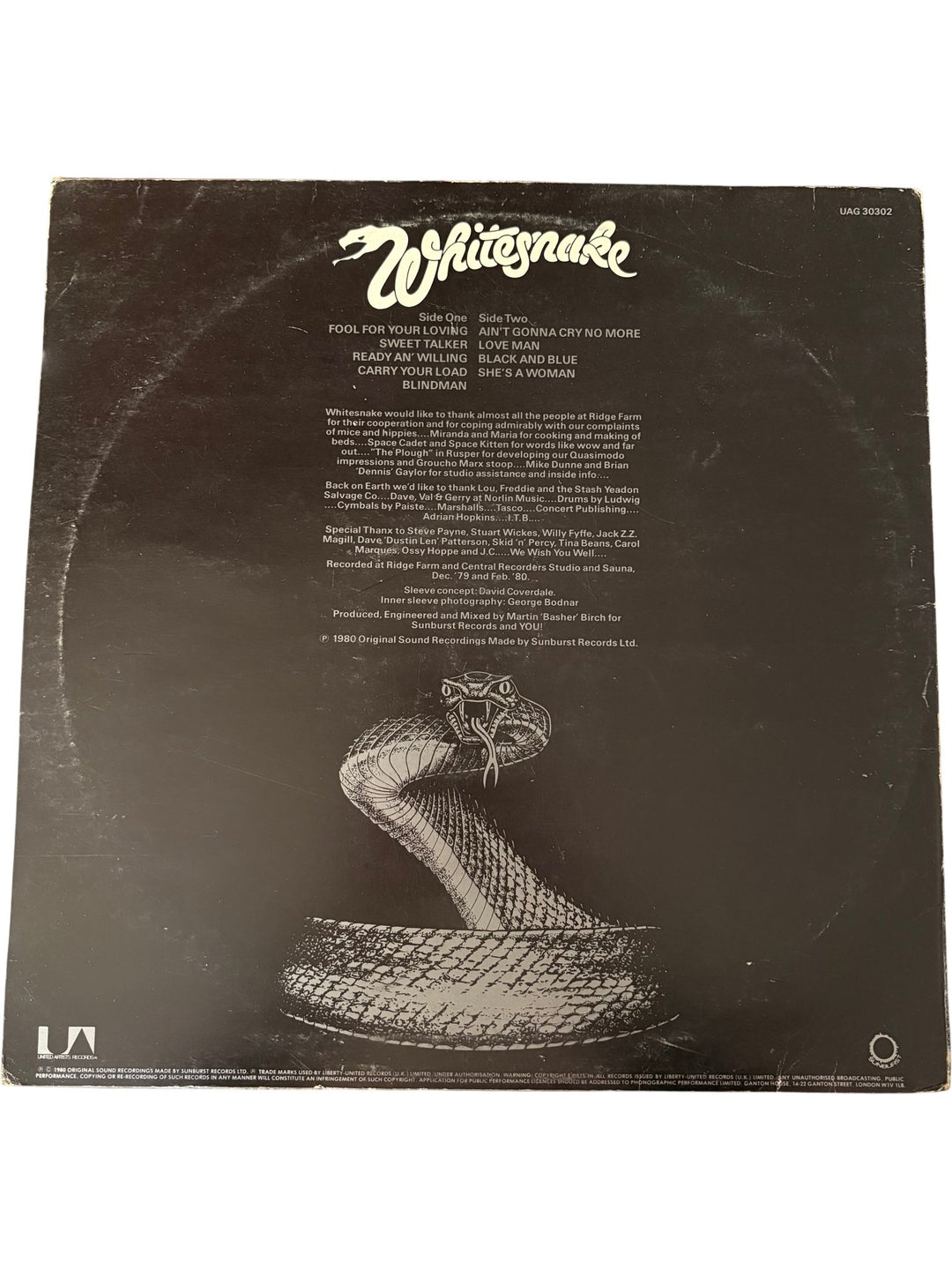 Whitesnake Ready An' Willing LP - Good - Think Vintage ltd