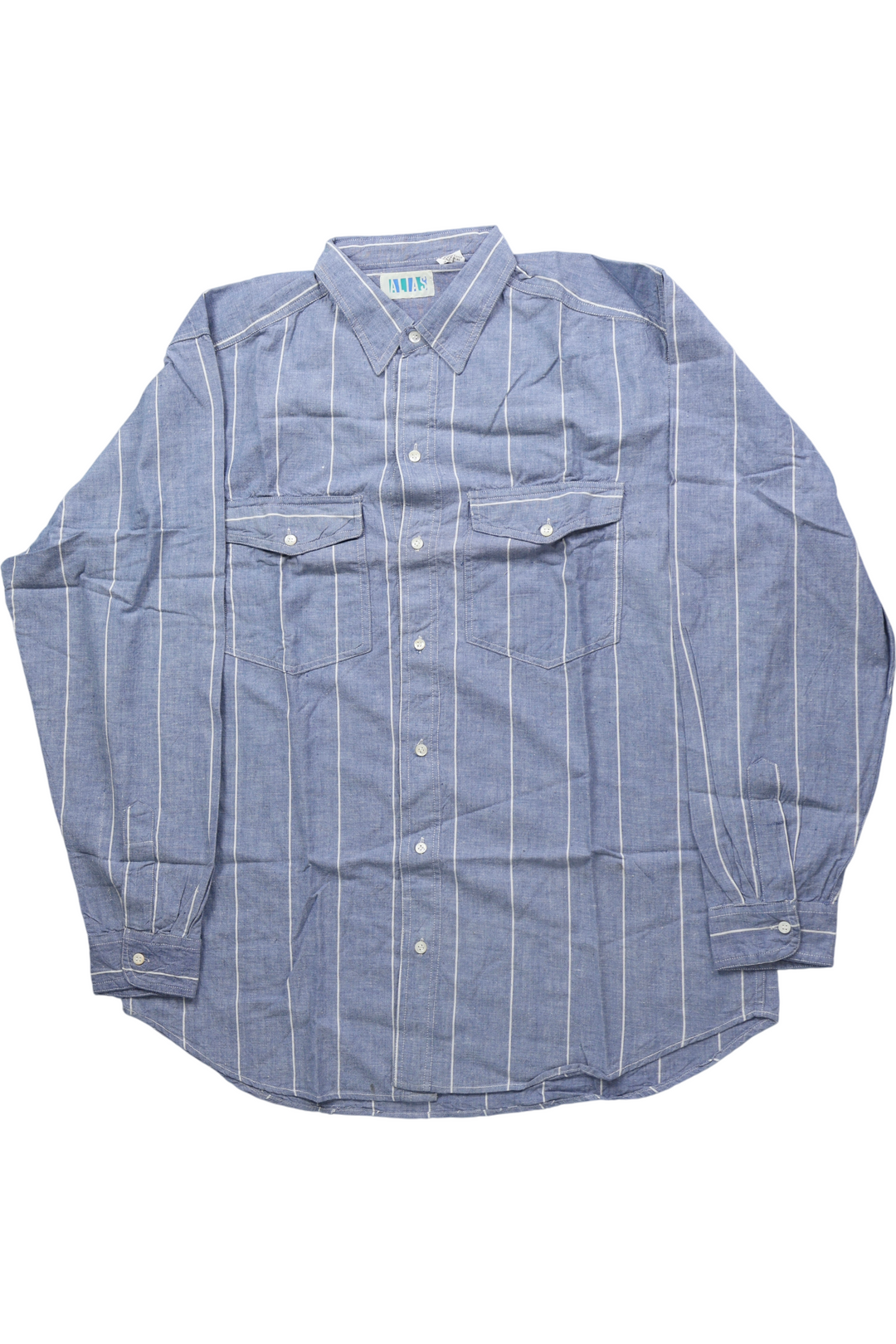 Wholesale Bundle of Vintage Deadstock ‘Alias’ Blue Stripe Cotton Shirt - Think Vintage Online Ltd