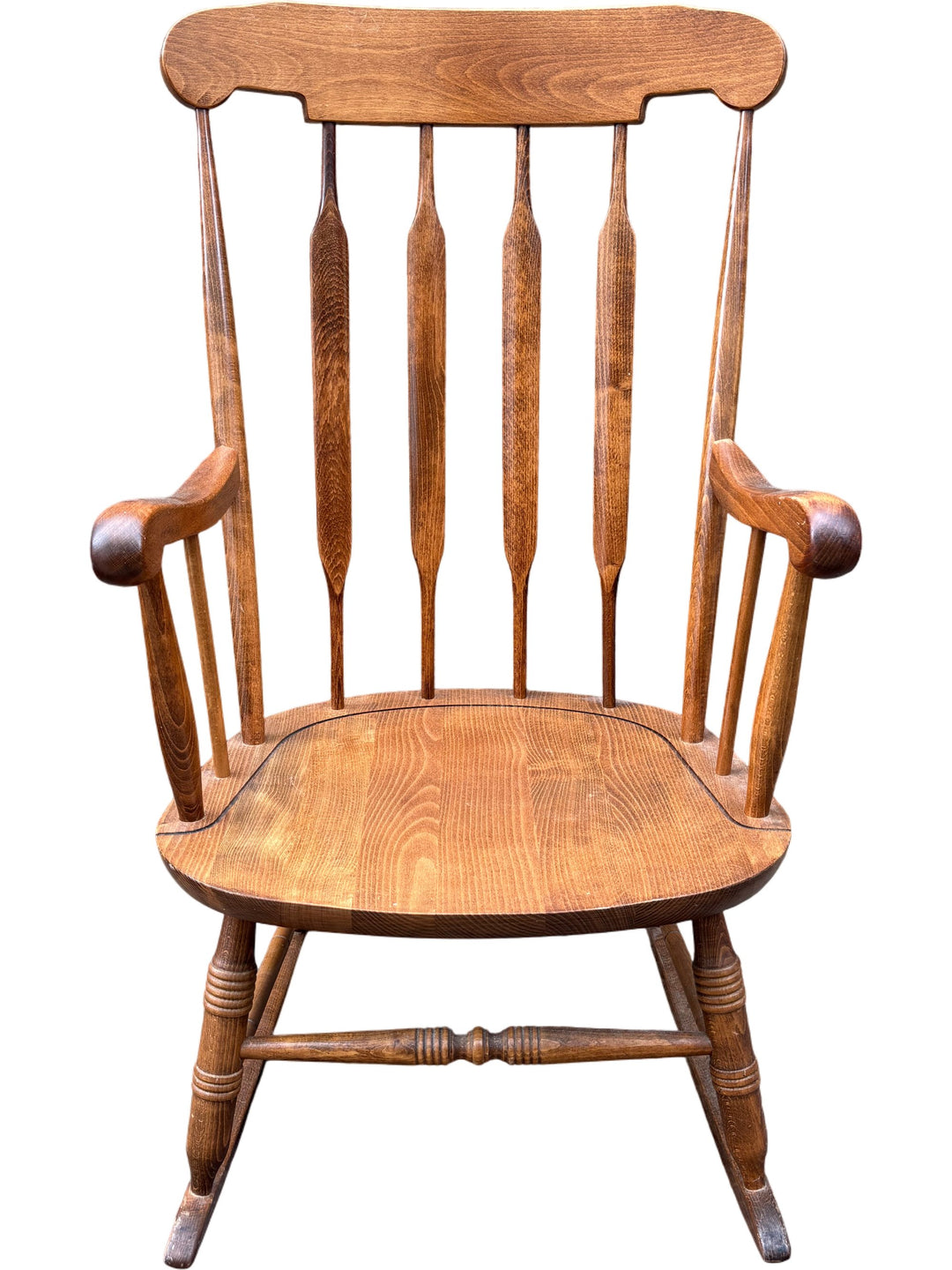 Wooden Spindle Back Rocking Chair - Think Vintage