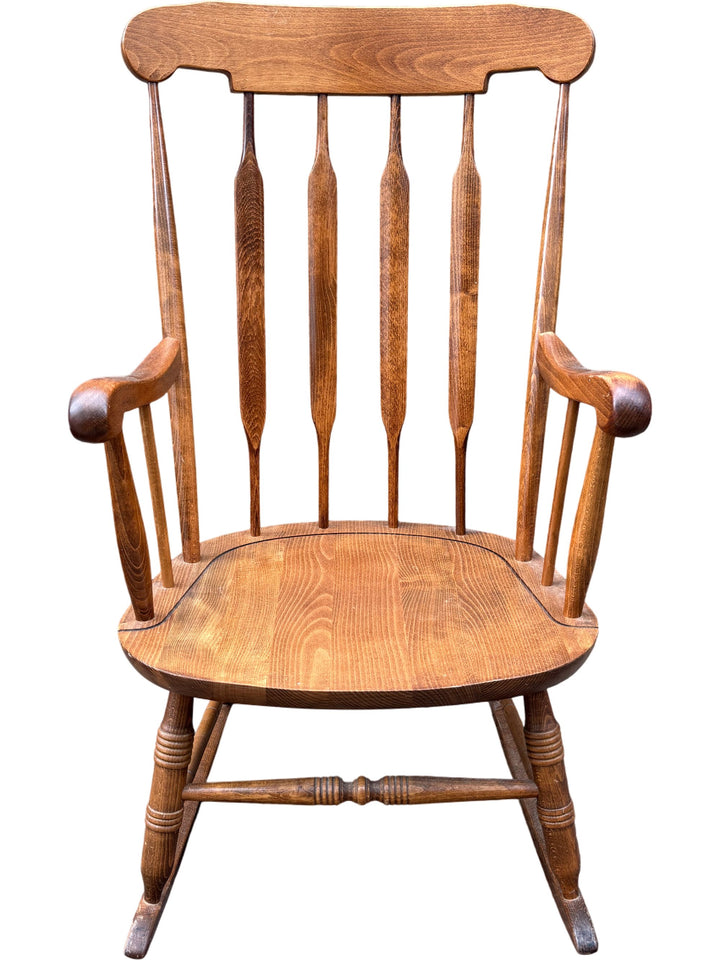 Wooden Spindle Back Rocking Chair - Think Vintage