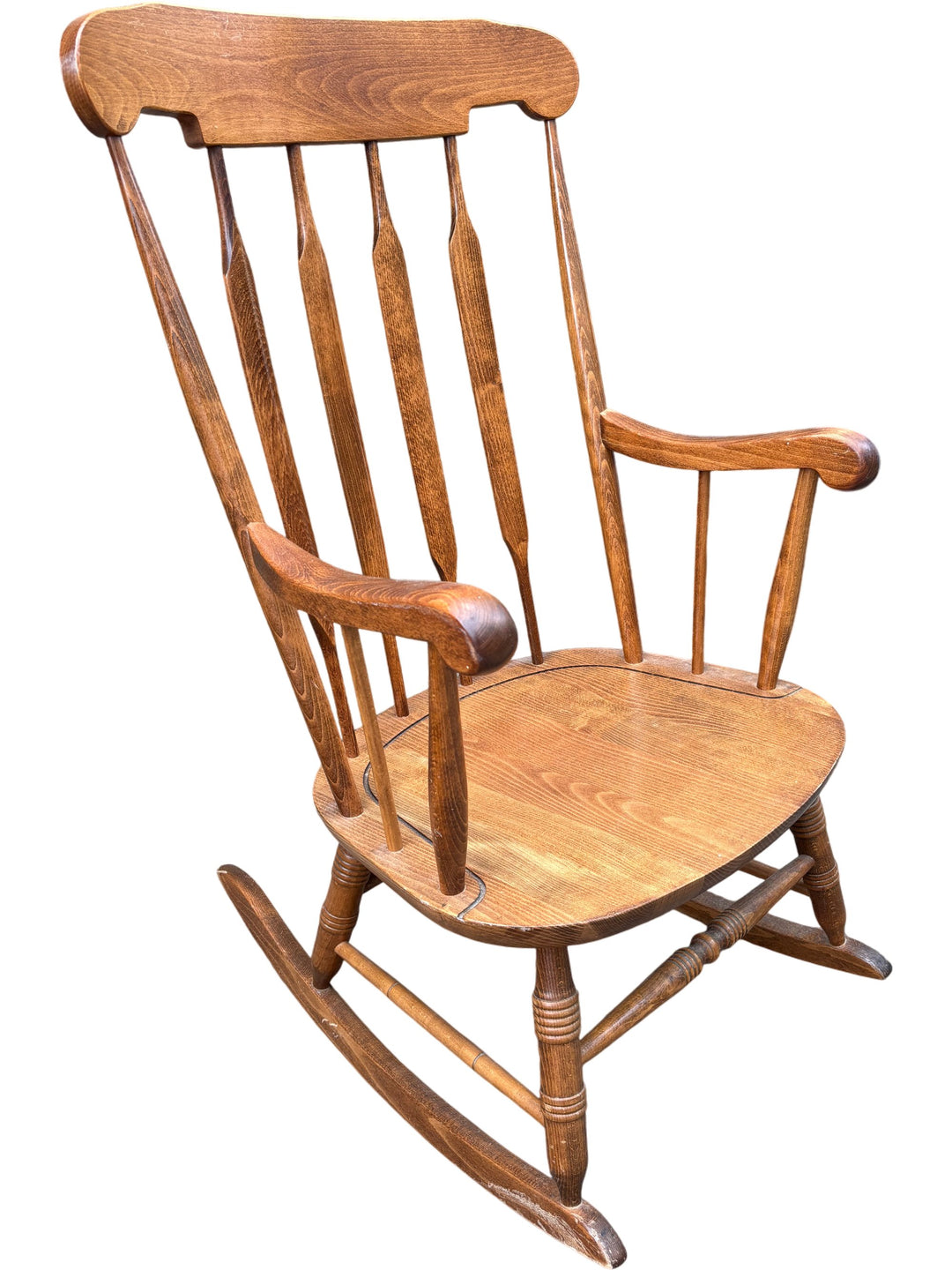 Wooden Spindle Back Rocking Chair - Think Vintage