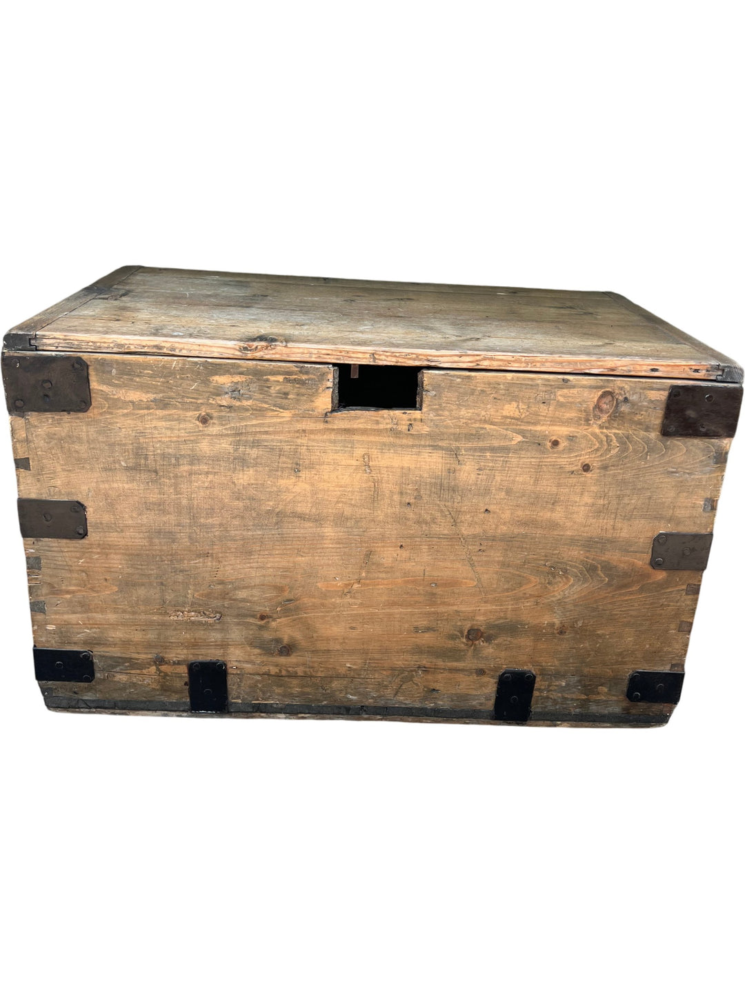 Wooden Storage Hope Chest With Metal Accents - Think Vintage