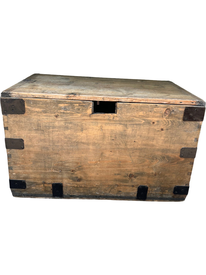 Wooden Storage Hope Chest With Metal Accents - Think Vintage