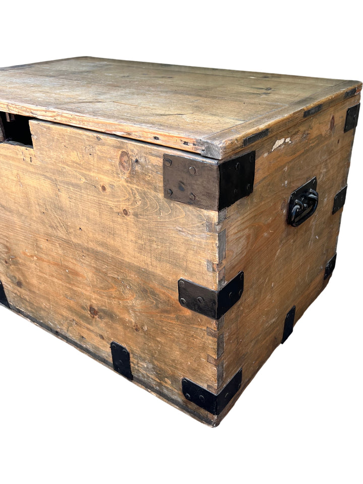 Wooden Storage Hope Chest With Metal Accents - Think Vintage