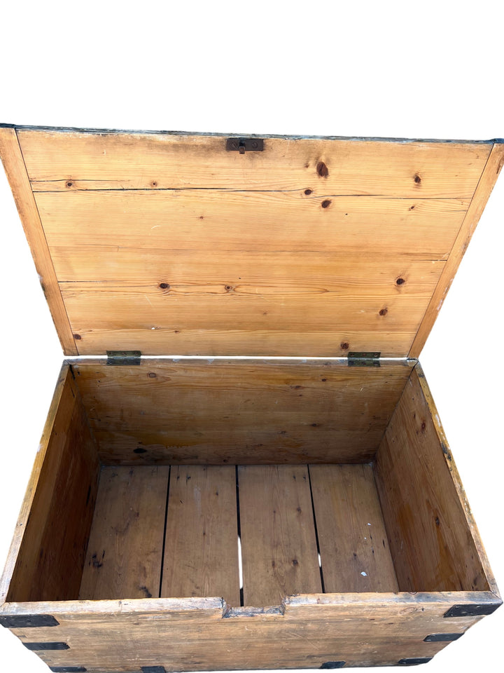 Wooden Storage Hope Chest With Metal Accents - Think Vintage