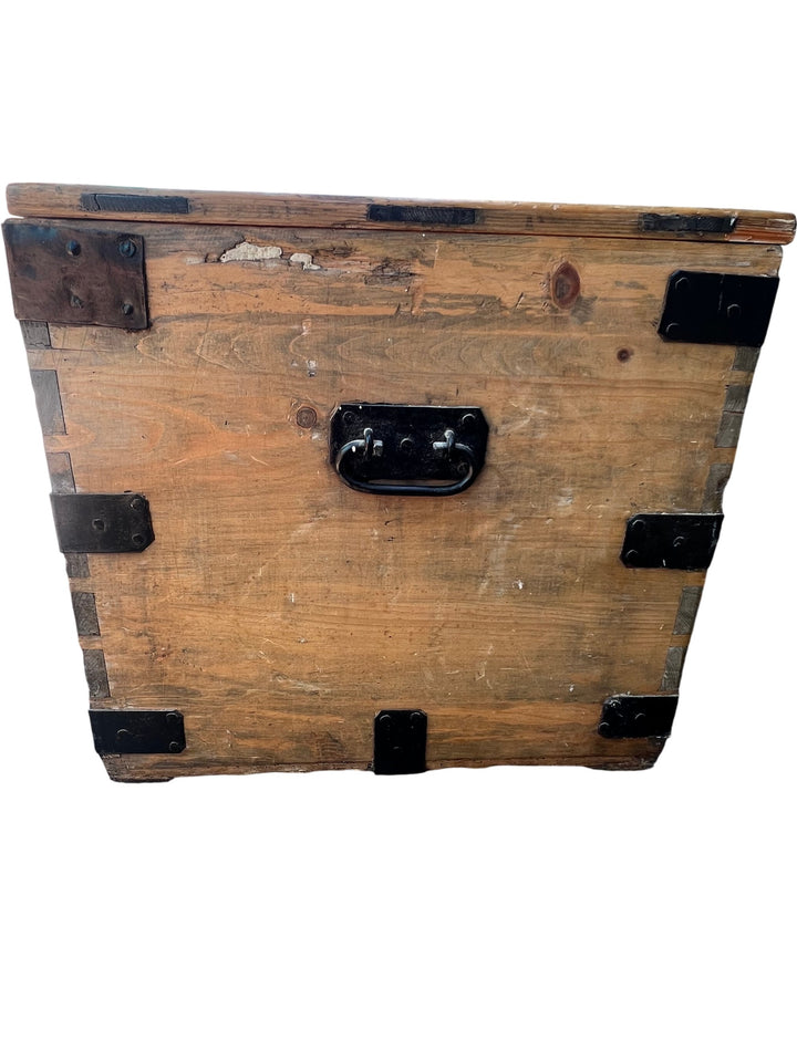Wooden Storage Hope Chest With Metal Accents - Think Vintage
