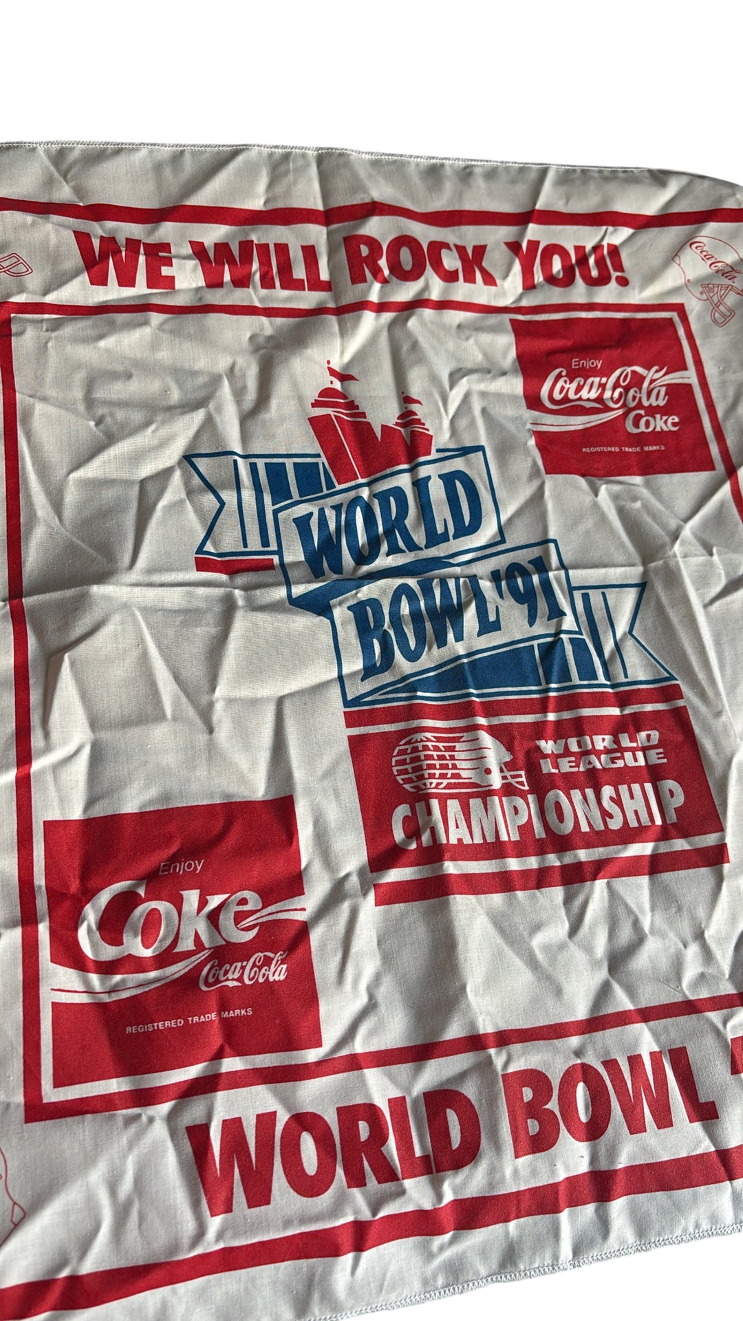 World Bowl '91 Coca Cola Championship Flag Collectible - Think Vintage ltd