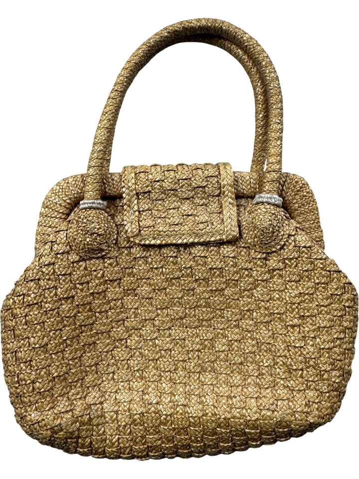 Woven Straw Floral Beach Bag - Think Vintage ltd