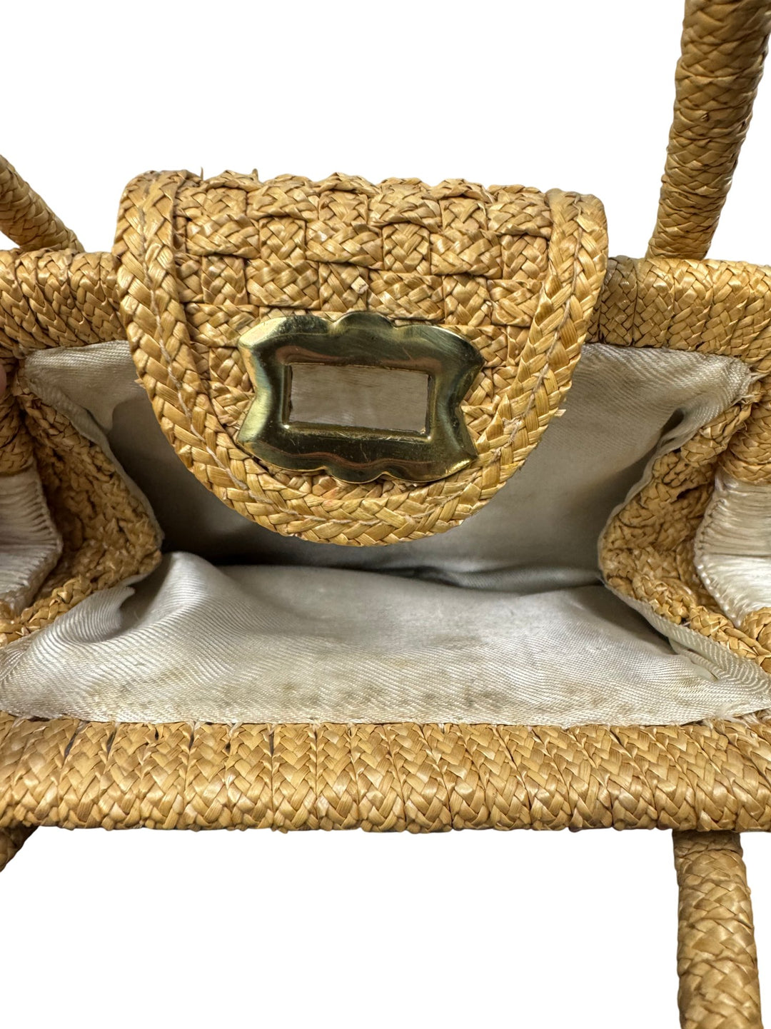 Woven Straw Floral Beach Bag - Think Vintage ltd