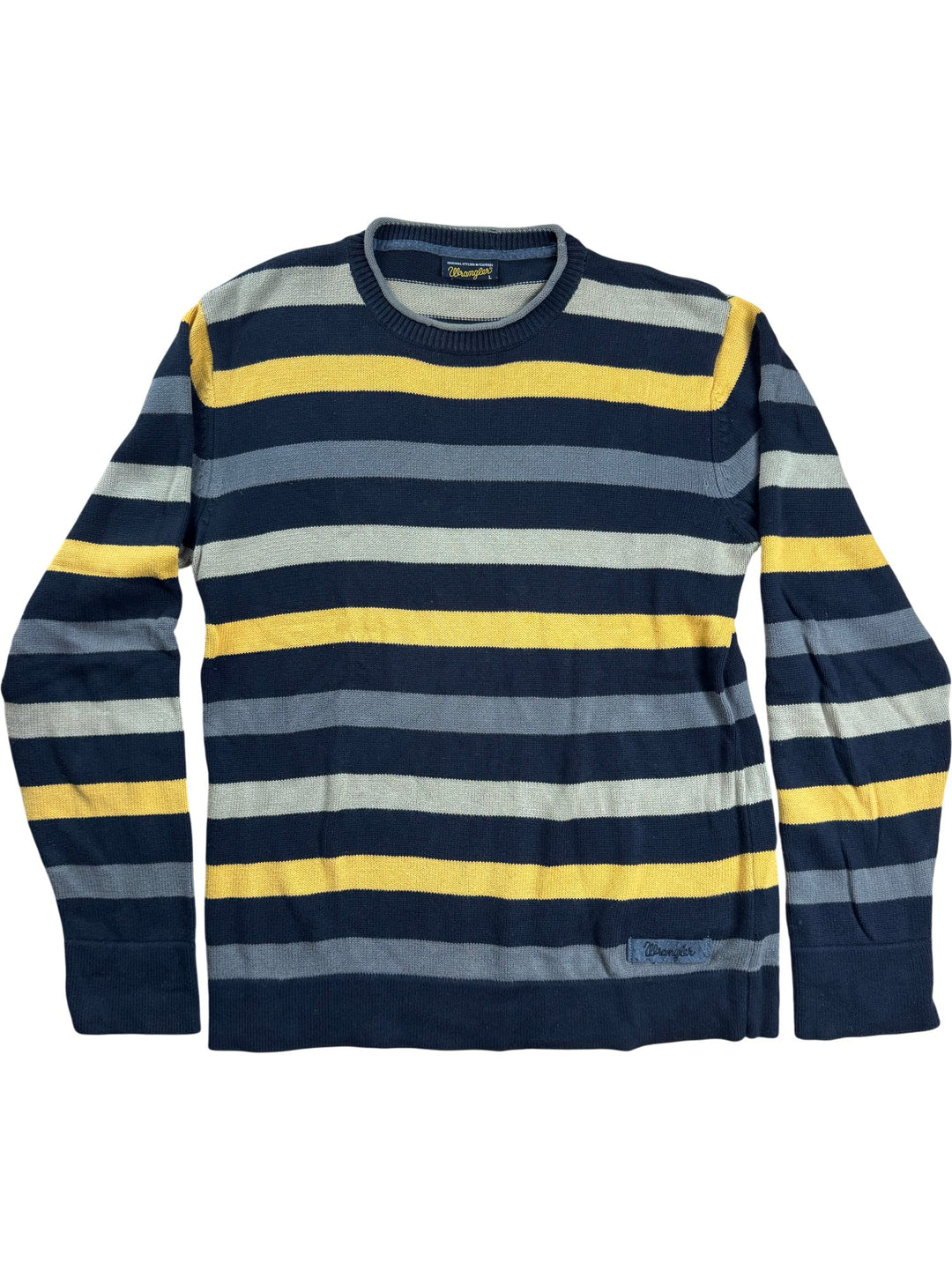 Wrangler Striped Cotton Sweater - L - Think Vintage ltd