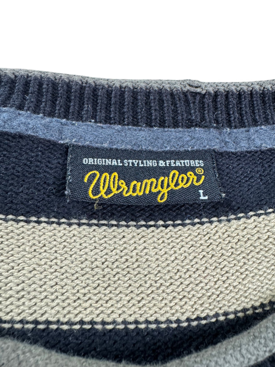 Wrangler Striped Cotton Sweater - L - Think Vintage ltd