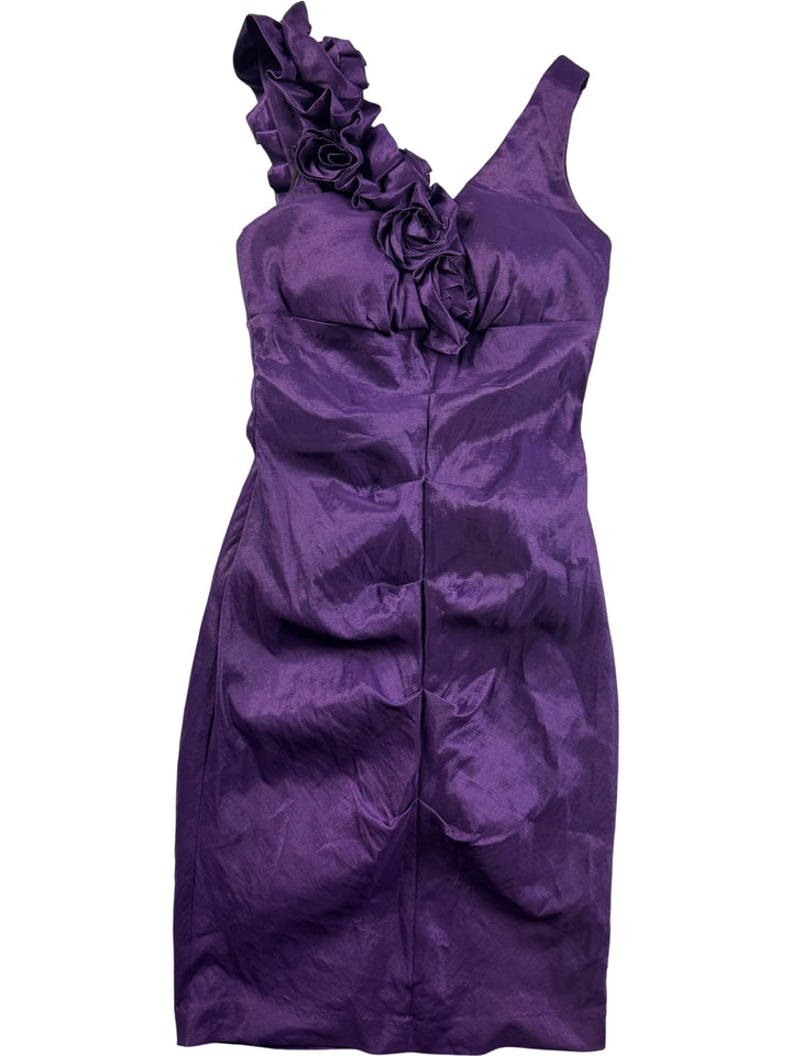 Xscape Purple Ruffle One-Shoulder Dress - S - Think Vintage