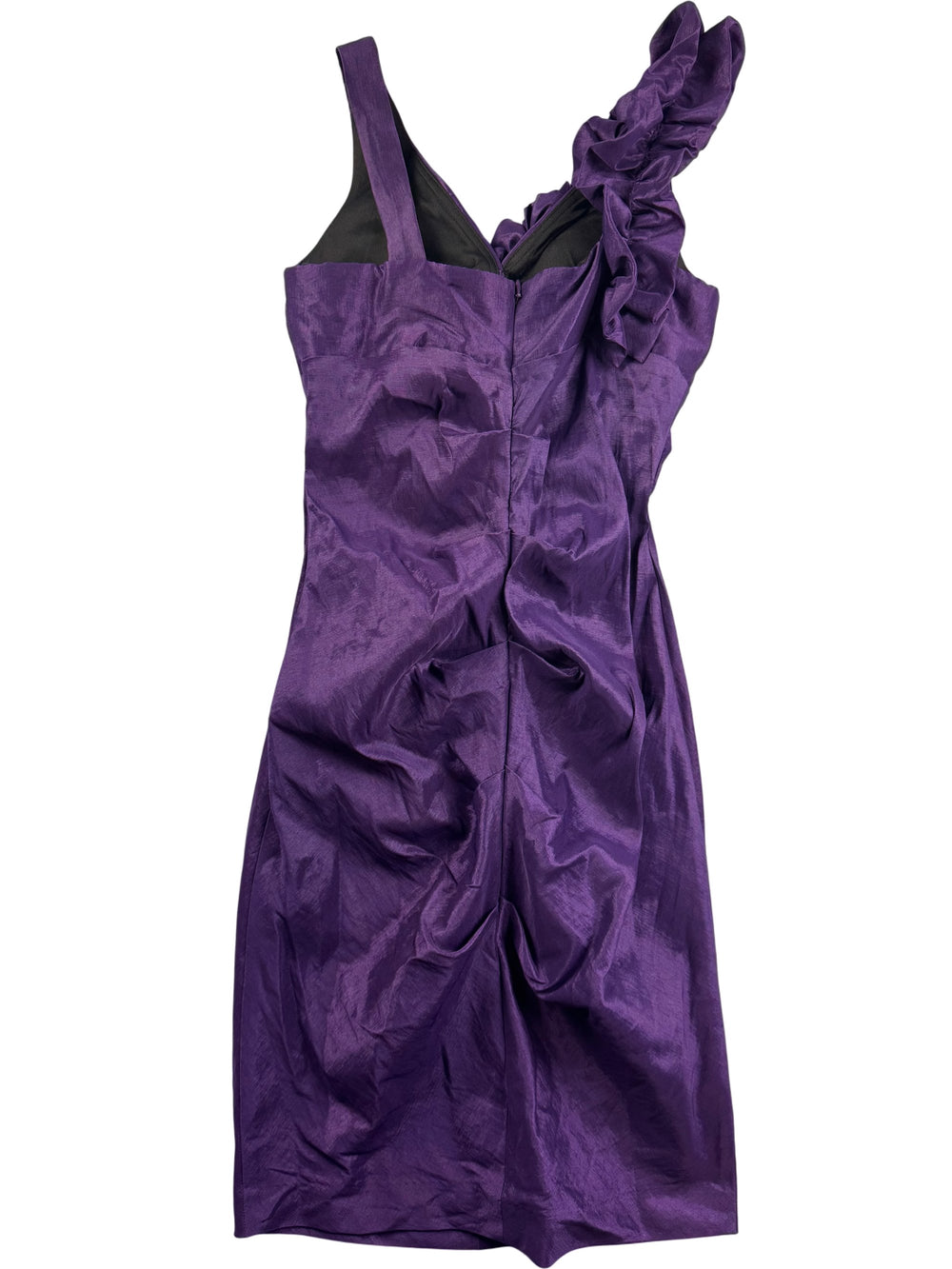 Xscape Purple Ruffle One-Shoulder Dress - S - Think Vintage