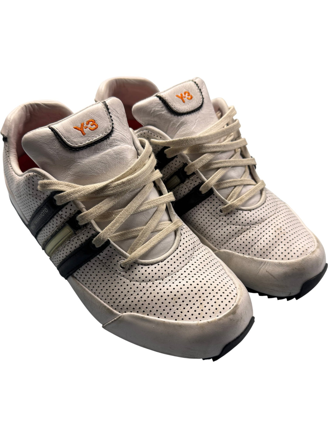 Y-3 Yohji Yamamoto Perforated White Sneakers - Size 8 - Think Vintage Online Ltd