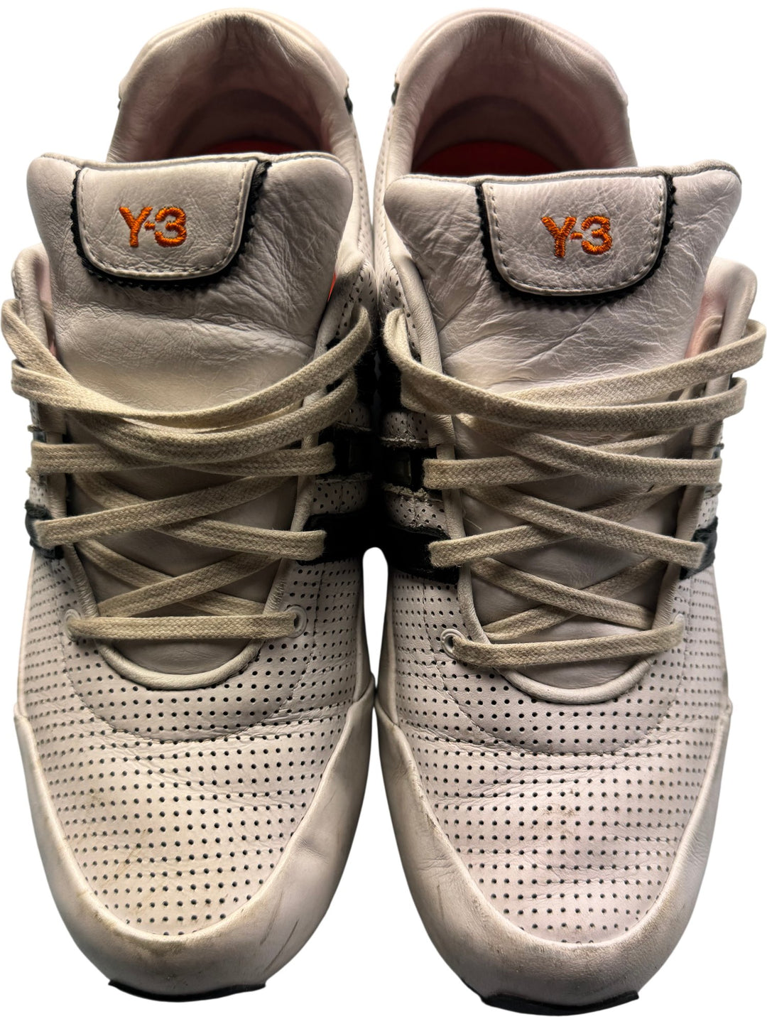 Y-3 Yohji Yamamoto Perforated White Sneakers - Size 8 - Think Vintage Online Ltd