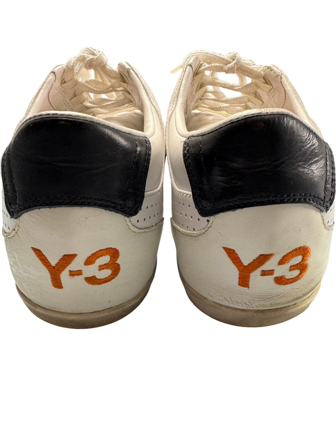 Y-3 Yohji Yamamoto White Leather Sneakers - Size 8 - Think Vintage Online Ltd
