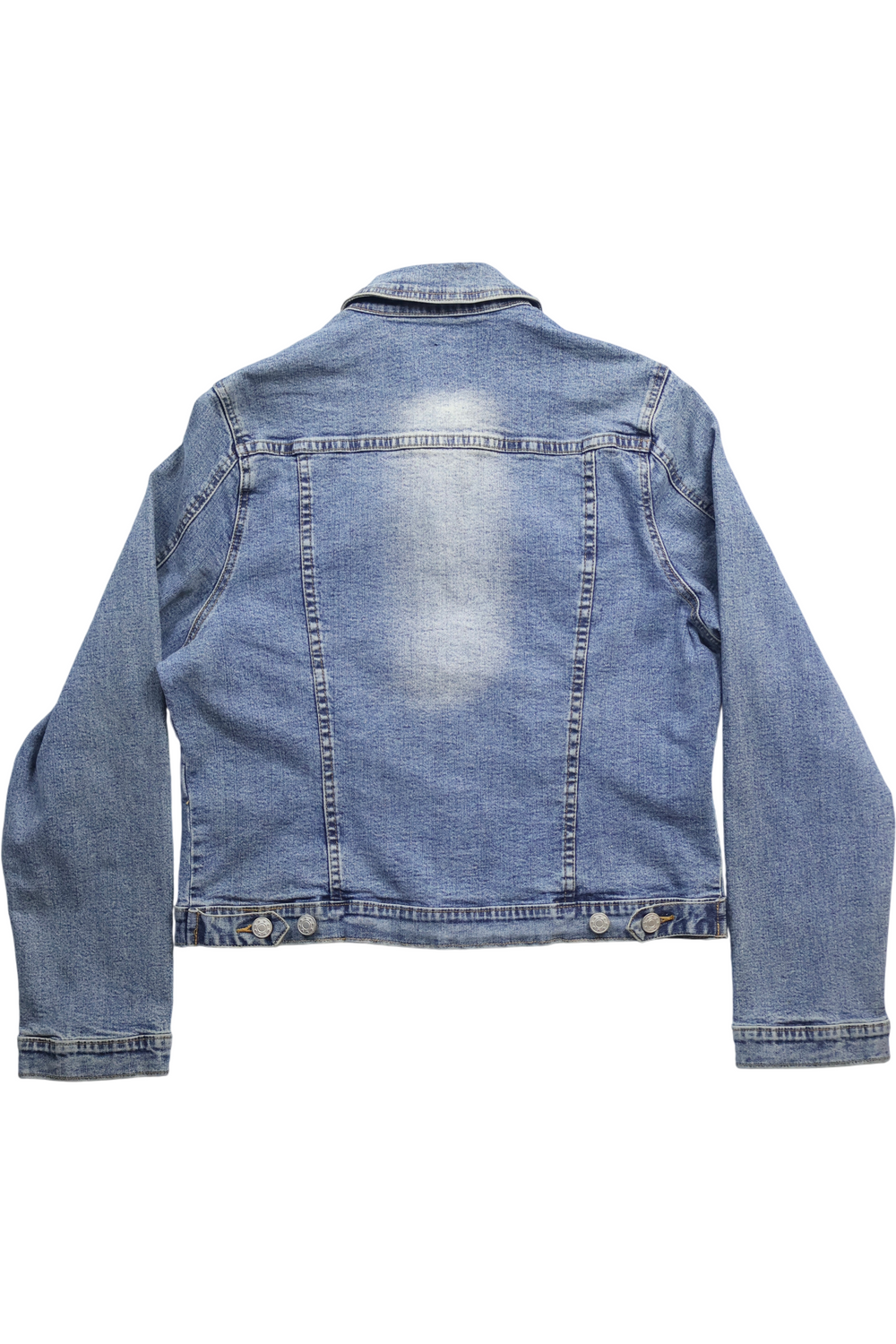 Y2K Denim Jacket with Eyelet Details - L - Think Vintage ltd