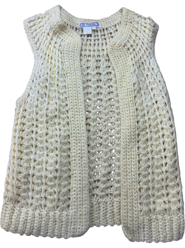 Yellow Acrylic Knit Crochet Vest - M