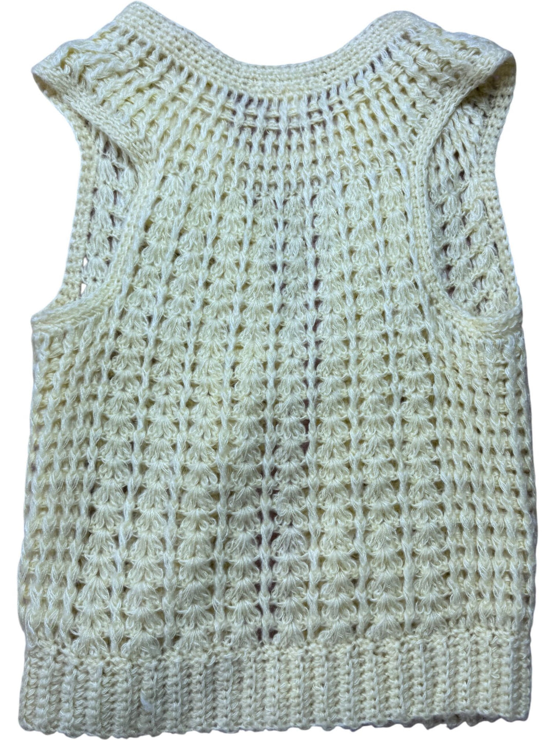 Yellow Acrylic Knit Crochet Vest - M