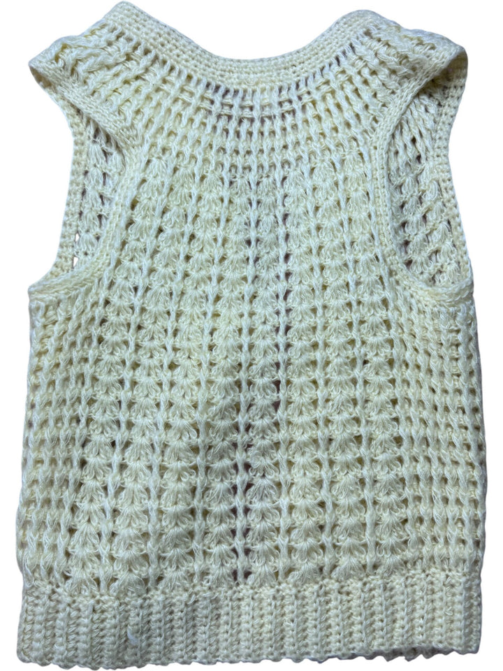 Yellow Acrylic Knit Crochet Vest - M