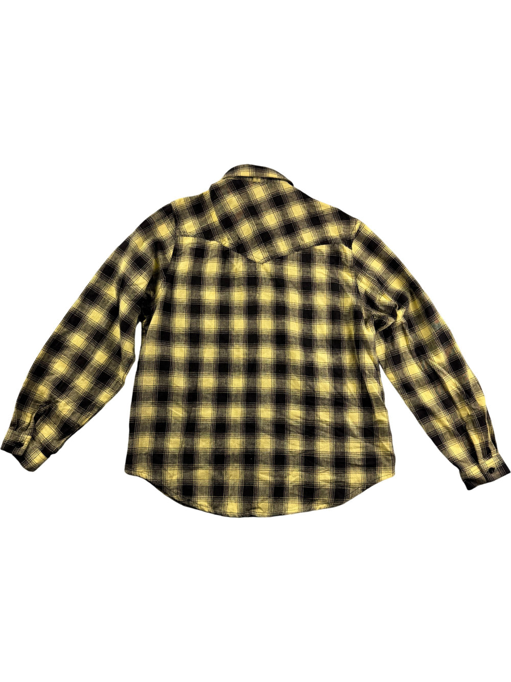 Yellow Black Checkered Long Sleeve Shirt - S - Think Vintage Online Ltd