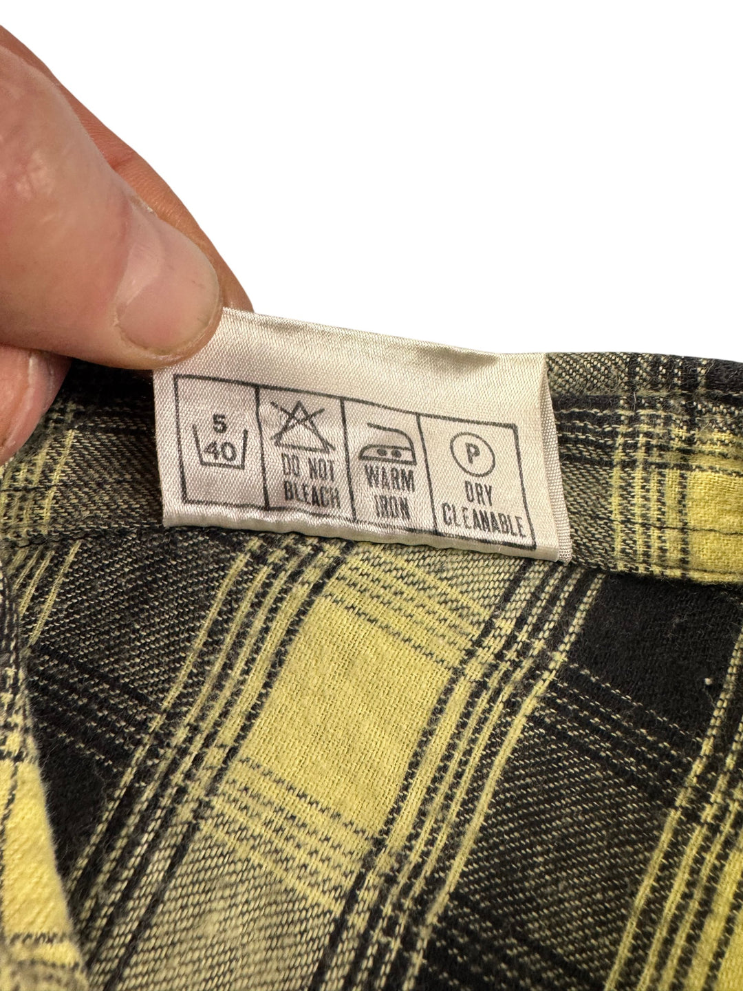 Yellow Black Checkered Long Sleeve Shirt - S - Think Vintage Online Ltd