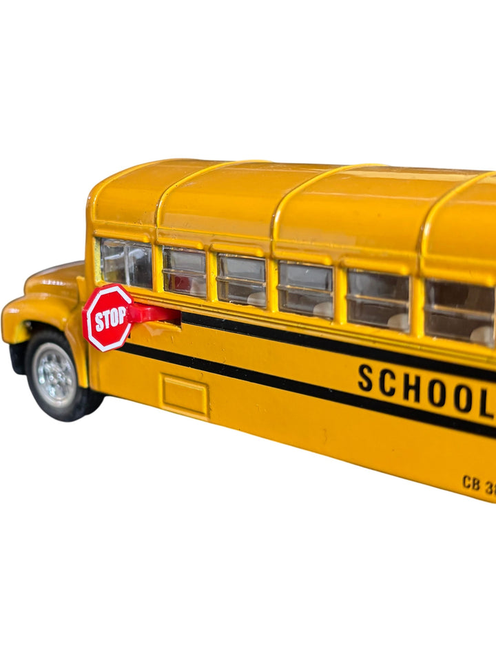 Yellow Diecast Model School Bus With Opening Doors Collectible Toy - Think Vintage