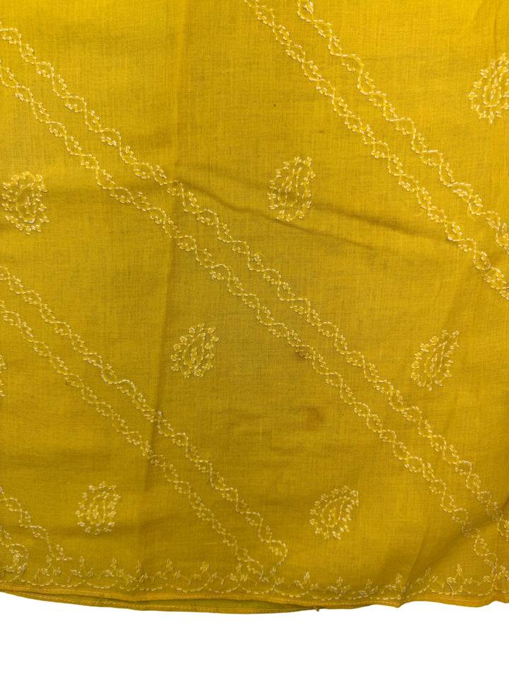 Yellow Embroidered Long Sleeve Tunic - M - Think Vintage