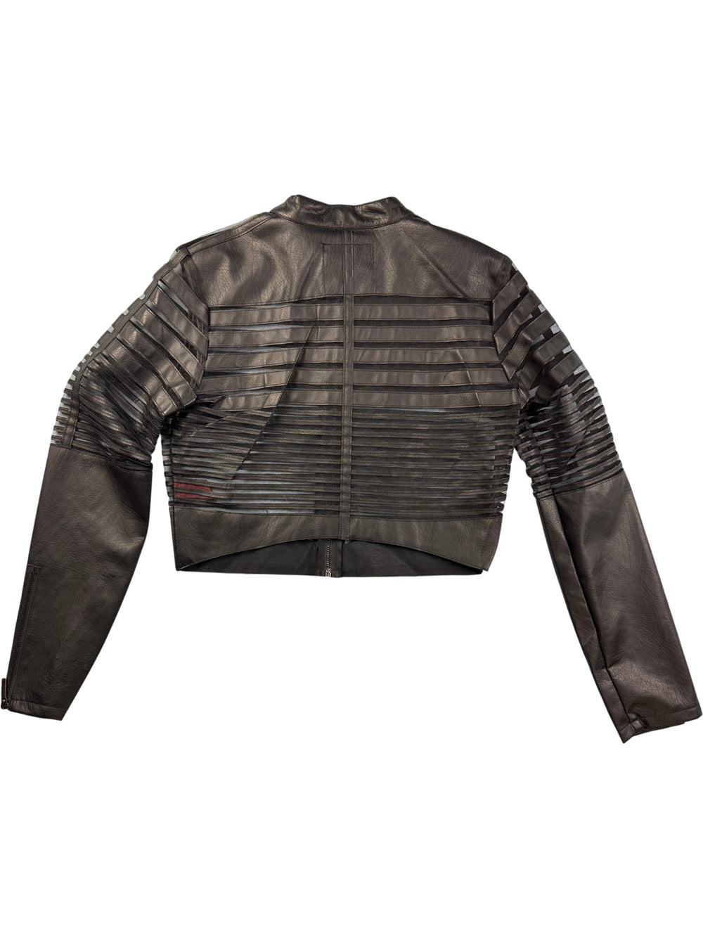 Yoki Black Mesh Panel Leather Jacket - S - Think Vintage ltd